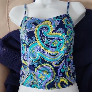 Blue Fitted Crop Swim Camisole